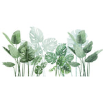 sticker mural moderne feuilles tropicales autocollant adhésif chambre verte blanc