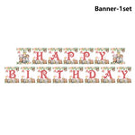 décoration anniversaire thème jungle animaux rose serviettes papier assiettes guirlande happy birthday nappe aquarelle