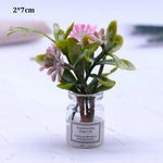 fleurs artificielles miniature verre transparent divers motifs floraux pot petite pierre étiquetteextérieur nature