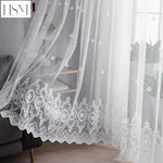 rideau brodé floral transparent classique blanc fenêtre 100cm large jusqu'à 2m haut