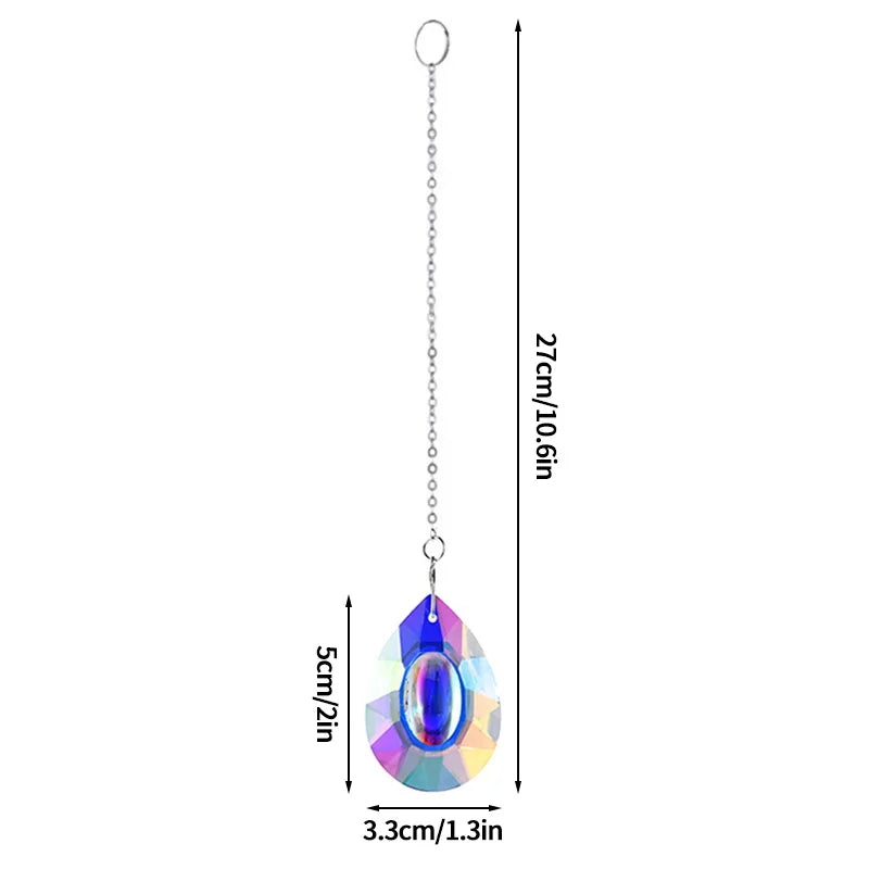 pendentif décoratif cristal fleur lotus facetées chaîne dorée arc ciel jardin extérieur