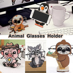 porte lunettes forme animaux pingouin singe bois créatif fonctionnel adhésif