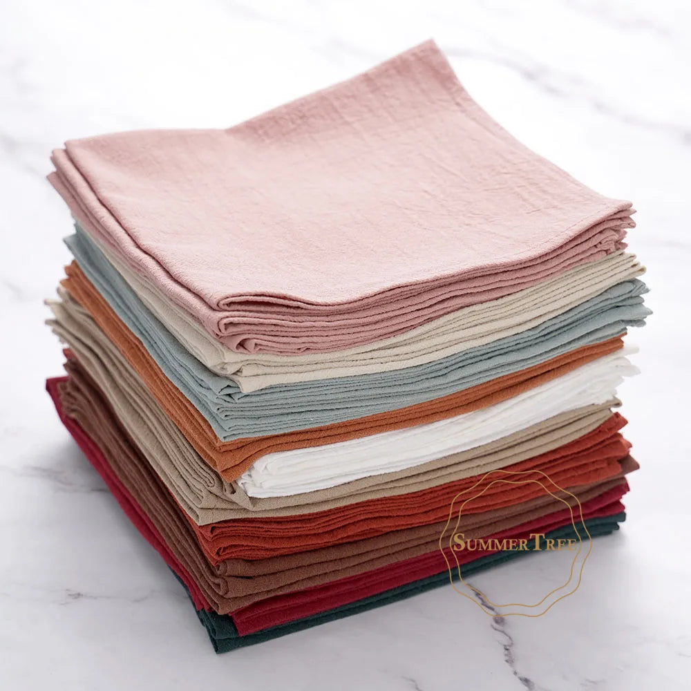 serviettes table coton rose pâle texture lin classique réutilisable 40x40cm