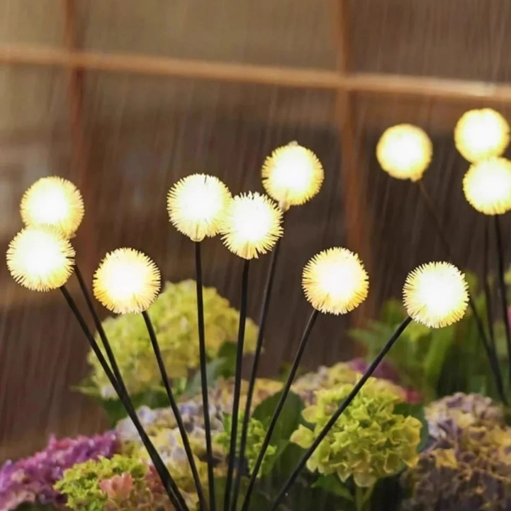guirlande lumineuse solaire pissenlit blanc moderne extérieur ip65 inoxydable piquet jardin festive