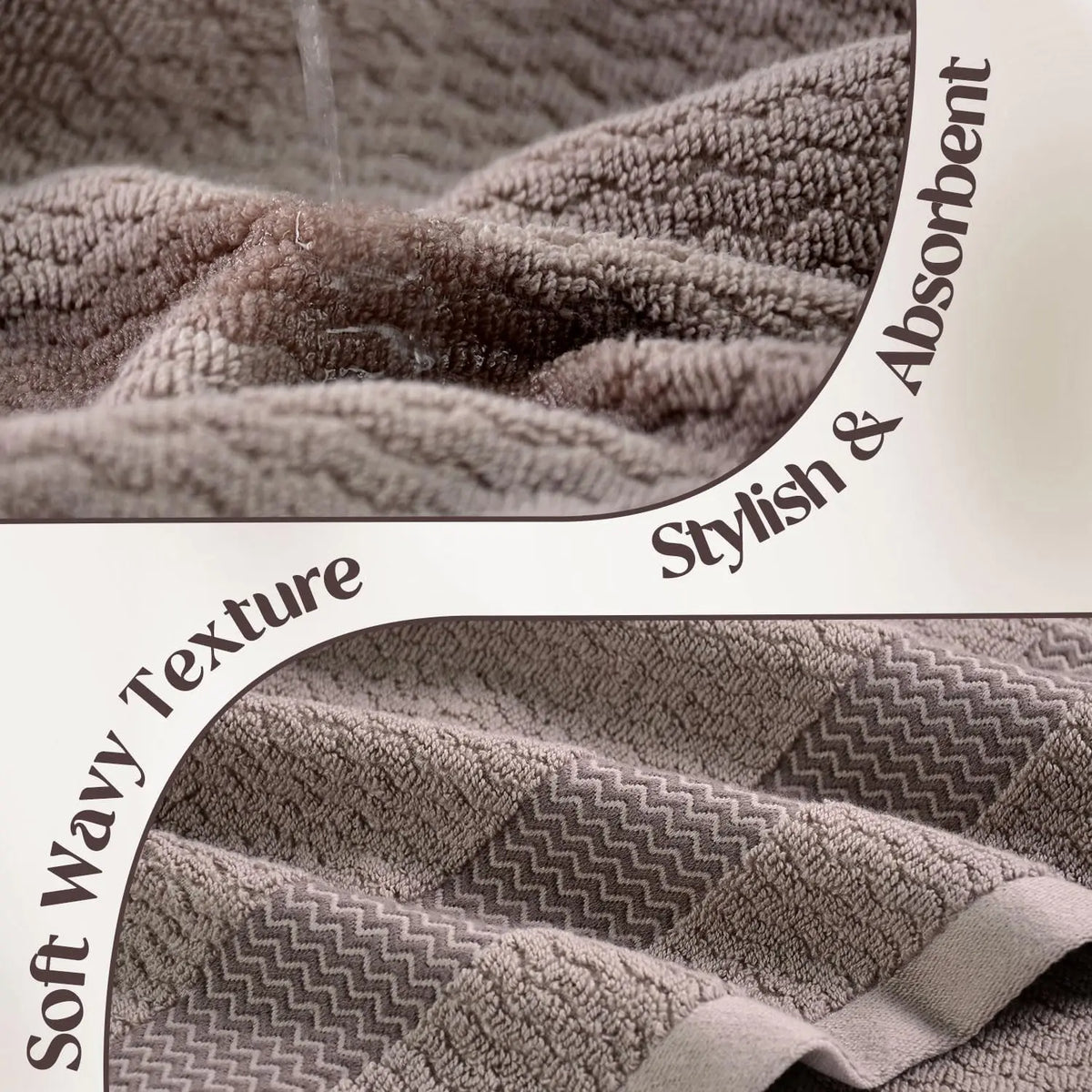 serviettes toilette coton ondulées gris modernes salle bain durable machine laver 34x74cm anneaux murales