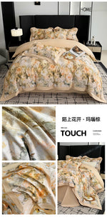 ensemble literie floral moderne 100 coton égyptien rose clair beige gris vert full king