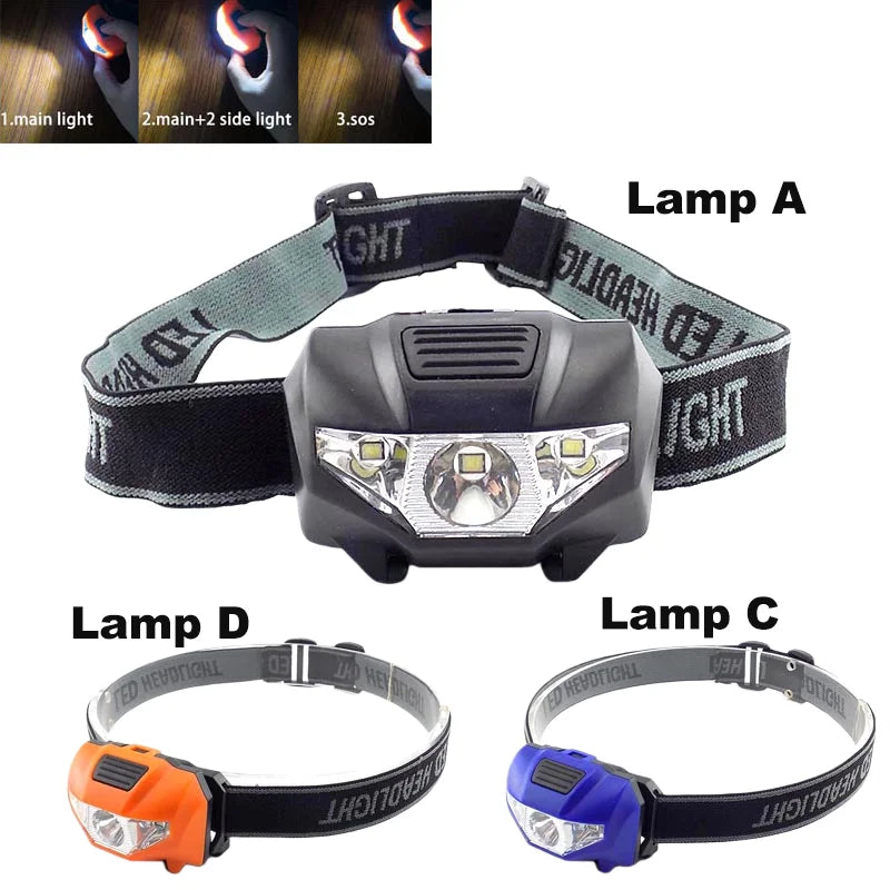 lampe frontale noire led aaa aa torchon randonnee camping headtorch ajustable