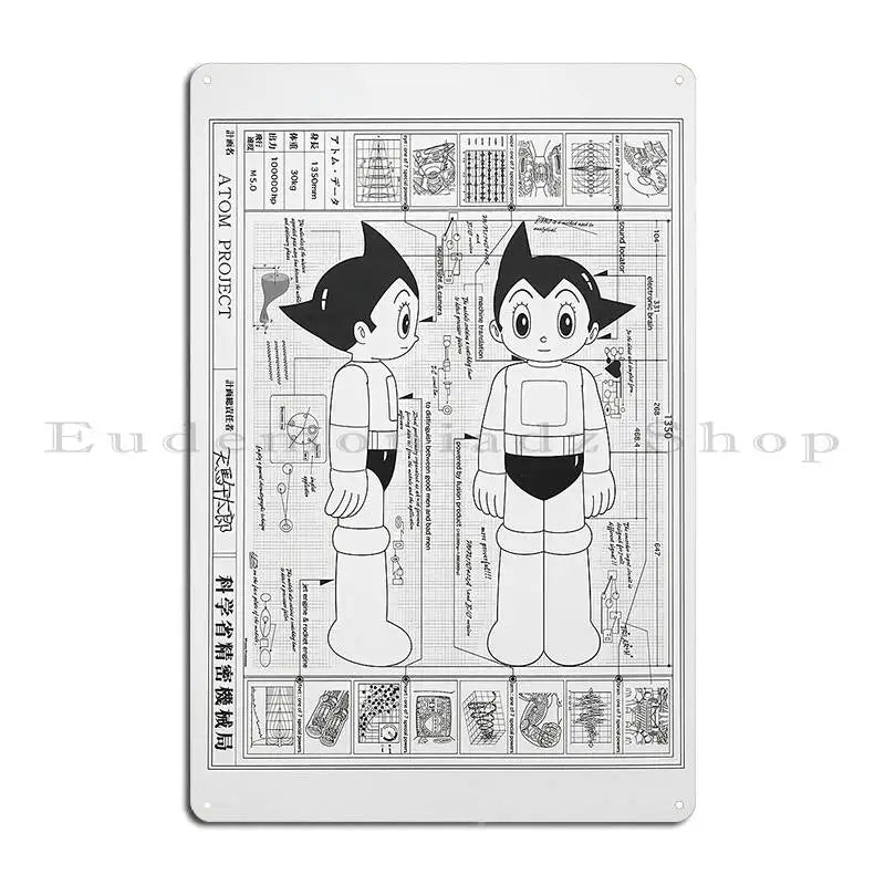 plaque métallique vintage dessin animé astro boy gris pré perçus décoration muraleDimensions20x30cm
