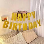guirlande lettres or noir brillantes classique moderne anniversaire décoration fête happy birthday