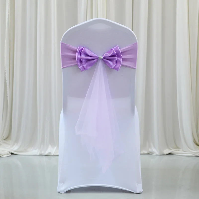 décoration chaise mariage sash papillon tulle organza couleur variée événementiel festive reception simple