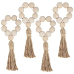 bracelet boho bois pompon jute naturelle blanc rustique