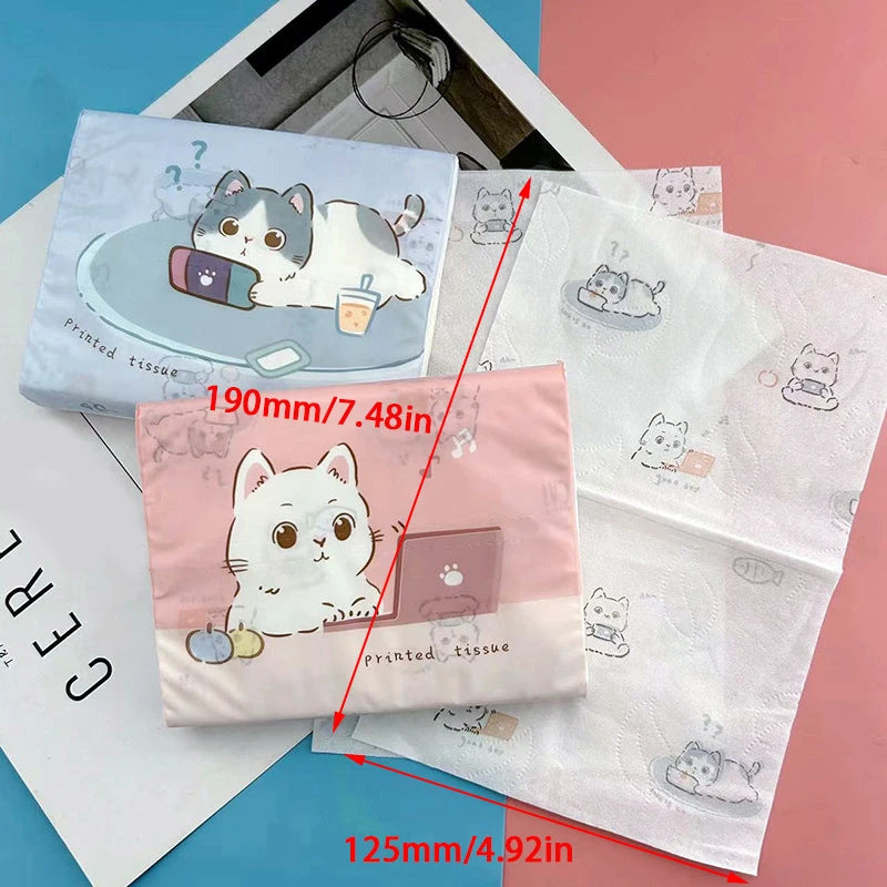 mouchoirs papier kawaii chats texturés boîtes rose bleu blanc 40 unités
