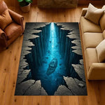 tapis sol effet 3d illusion optique pierre gris noir blanc moderne décoration maison salon