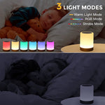 lampe table led rechargeable tactile blanc texture bois moderne minimaliste