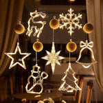 décorations noël lumineuses or blanc étoiles cloches rennes snowflake minimaliste moderne suction cup batteries