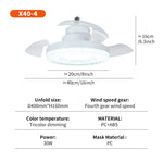 ventilateur blanc moderne led cristaux transparent télécommande chambre salle manger