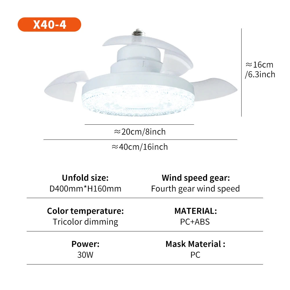 ventilateur blanc moderne led cristaux transparent télécommande chambre salle manger