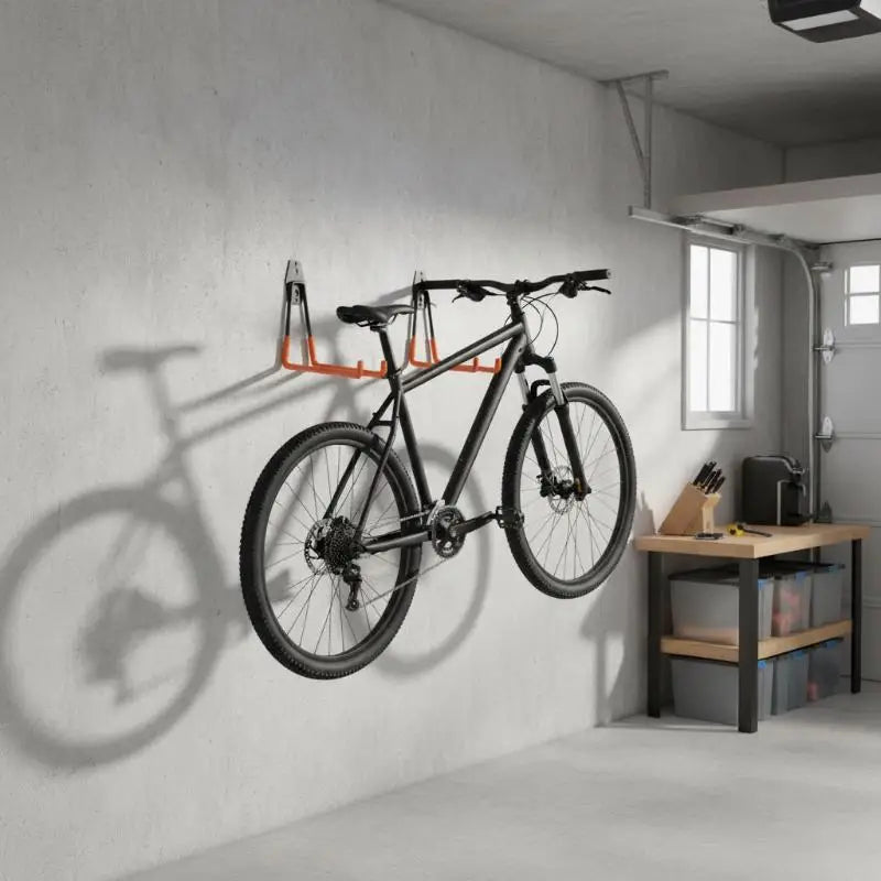 support mural moderne crochet noir orange outils jardin vélo fixations vis multiple'utilisation