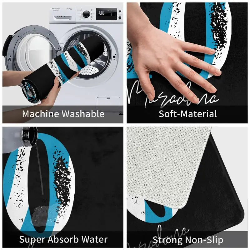 tapis noir bleu blanc maradona signature numéro moderne extérieur antidérapant imperméable sol porte