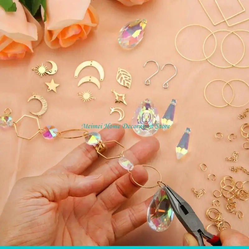 kits diy cristaux irisés suncatchers bijoux bohèmes dorées étoiles lunes