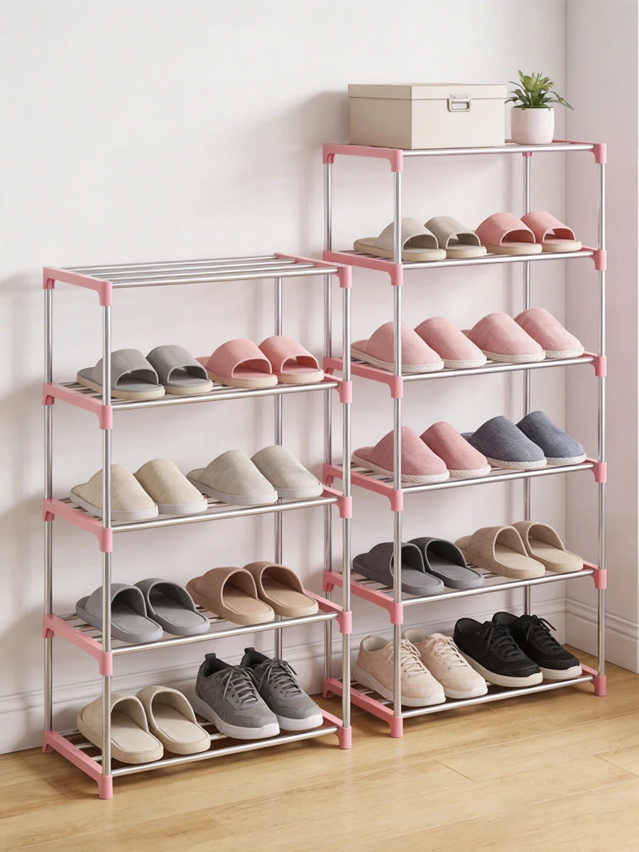 étagère chaussures empilable noir moderne rangement chaussures baskets bottes sacs pvc structure métallique panneaux