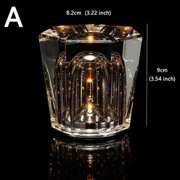 lampe table moderne transparente facettes brillantes élégante chambre coucher ambiance dorée led rechargeable