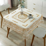 nappe table blanche dorée floral élégante réutilisable coton polyester 134cm 134cm farmhouse modernescriçãoption