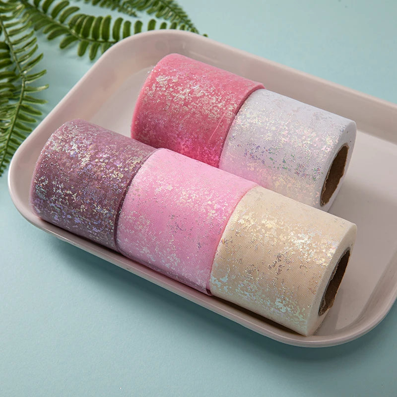 ruban pailleté moderne élégant adhésif rose violet vert beige bleuclair polyester 25yards