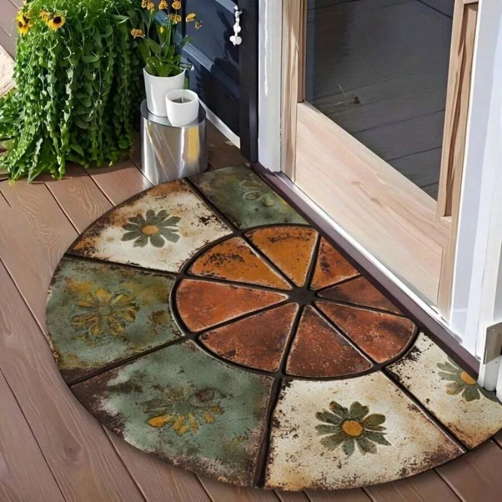 tapis d'entrée multicolore mosaïque antidérapant vintage résistant saleté facile entretenir