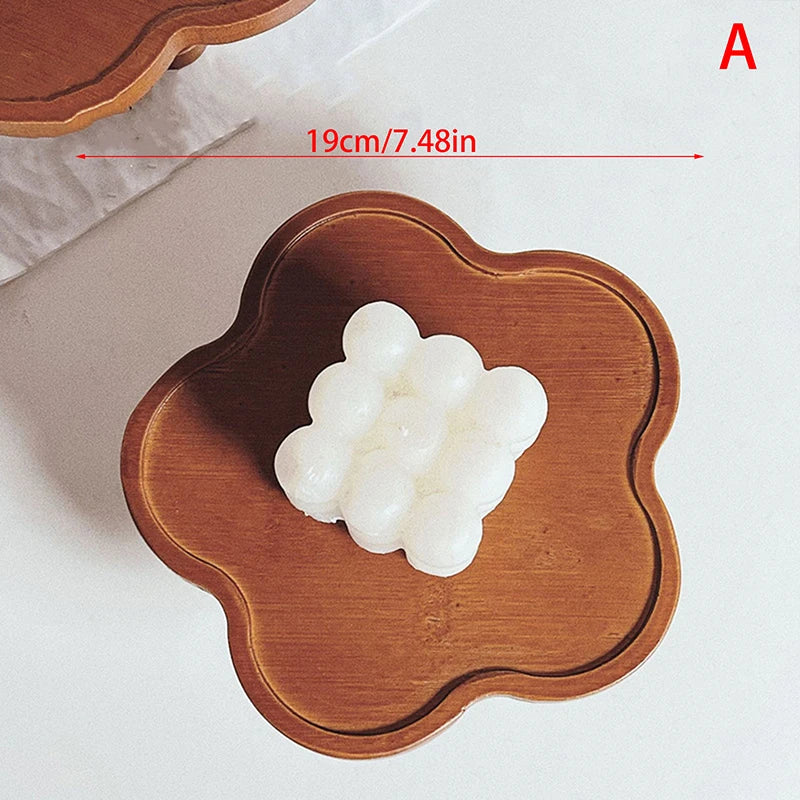 plateau bois fleuri décoration intérieure zen bougie parfum bijoux transparent