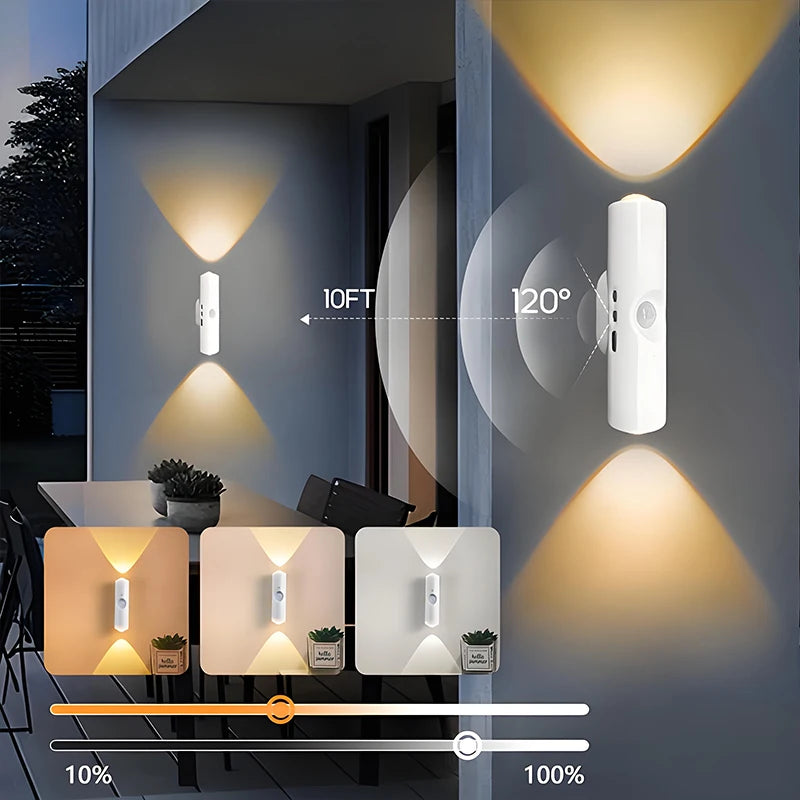 lampe murale led moderne minimaliste blanc bois naturel noir aimantée câbles usb rechargeable