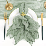 serviettes gaze coton bleu clair rayures fines élégantes mariage table décoration rustic farmhouse