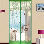 rideau magnétique violet vert bleu marron feuilles oiseaux moderne translucide porte 100cm 210cm