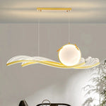suspension lumineuse moderne vague motif floral acrylique led dimmable noir doré blanc