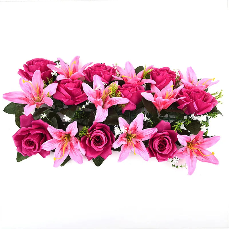 décoration intérieure bouquet artificiel fleurs lys roses moderne clips métalliques bleu rose violet vert