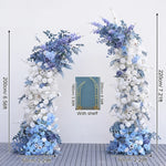 Arche décorative mariage fleurs artificielles bleu blanc vert feuillage classique festifextérieur