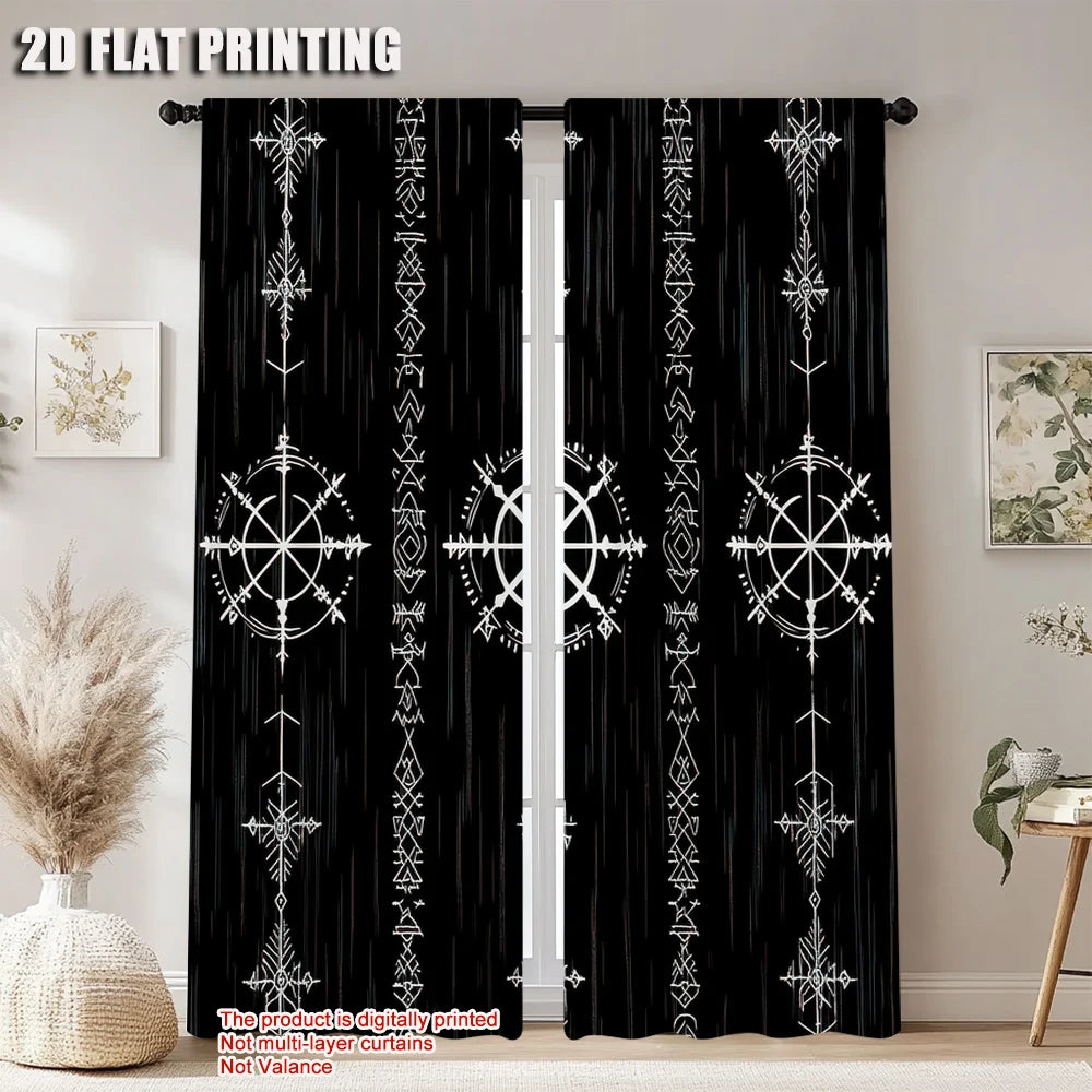 rideaux moderne viking motifs géométriques blancs opaques 100 polyester pièces