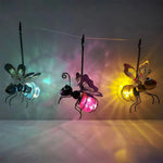 décoration extérieure insecte métal led lumineuse or bleu violet roseSuspension