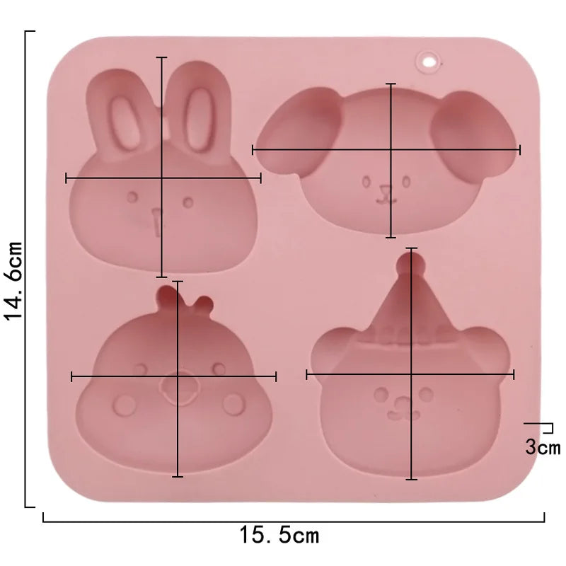 moule silicone gateau animaux mignons rose rouge jaune bleu beige cartoon respectueux environnement