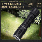 lampe torche rechargeable led xhp70.3 hi 5300k recherche camping extérieure gradation continue rings clip