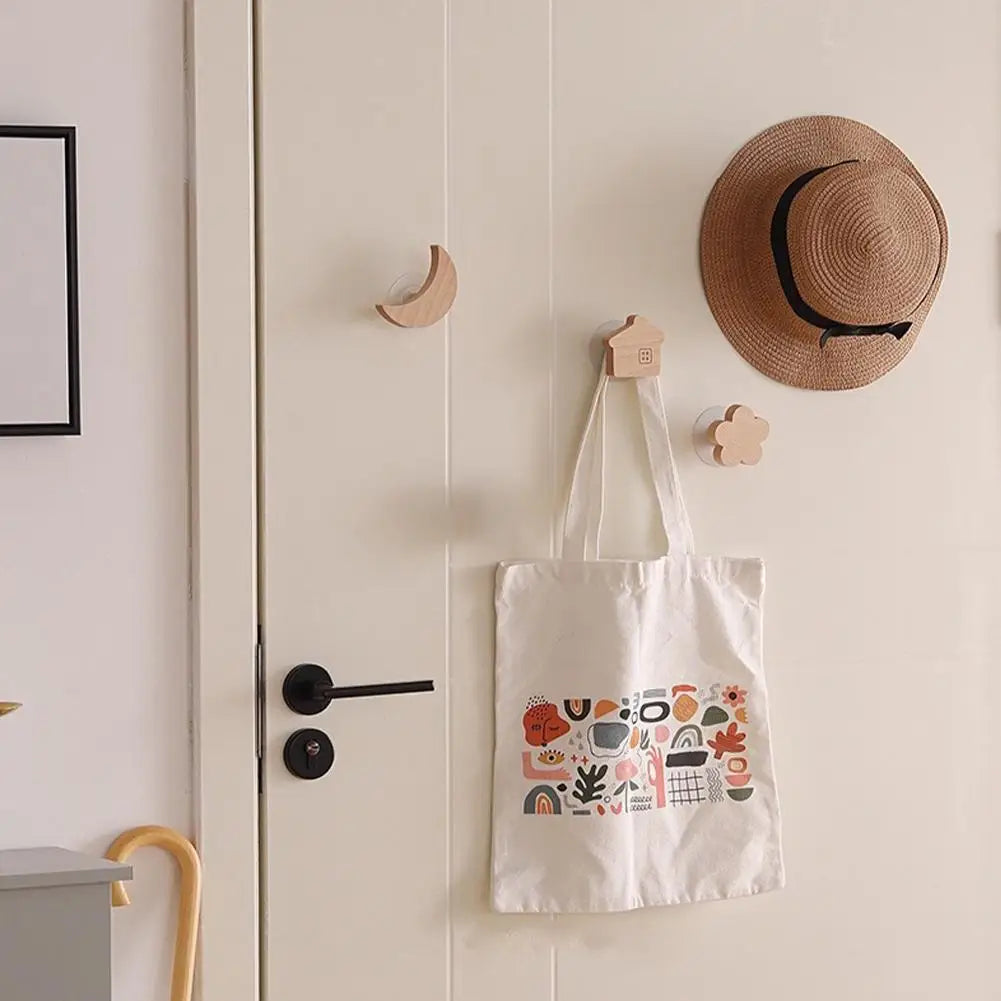 porte clefs animaux étoiles lune décoration bois minimaliste moderne suction sac main