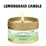 bougie parfumée citronnelle motif floral blanc vert clair contemporain coton boîte métallique patio jardin