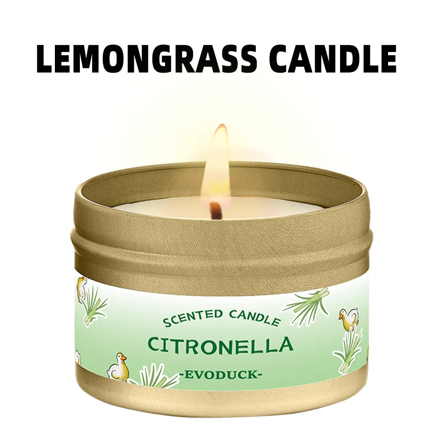 bougie parfumée citronnelle motif floral blanc vert clair contemporain coton boîte métallique patio jardin