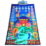 tapis interactif éducatif prière enfants musulmans illustrations mosquée palmiers motifs floraux éducatifs
