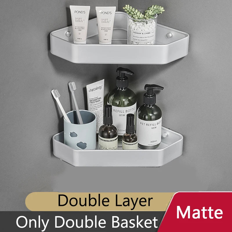 étagère d'angle aluminium noir mat salle bain moderne étagère gris mat salle douche clips