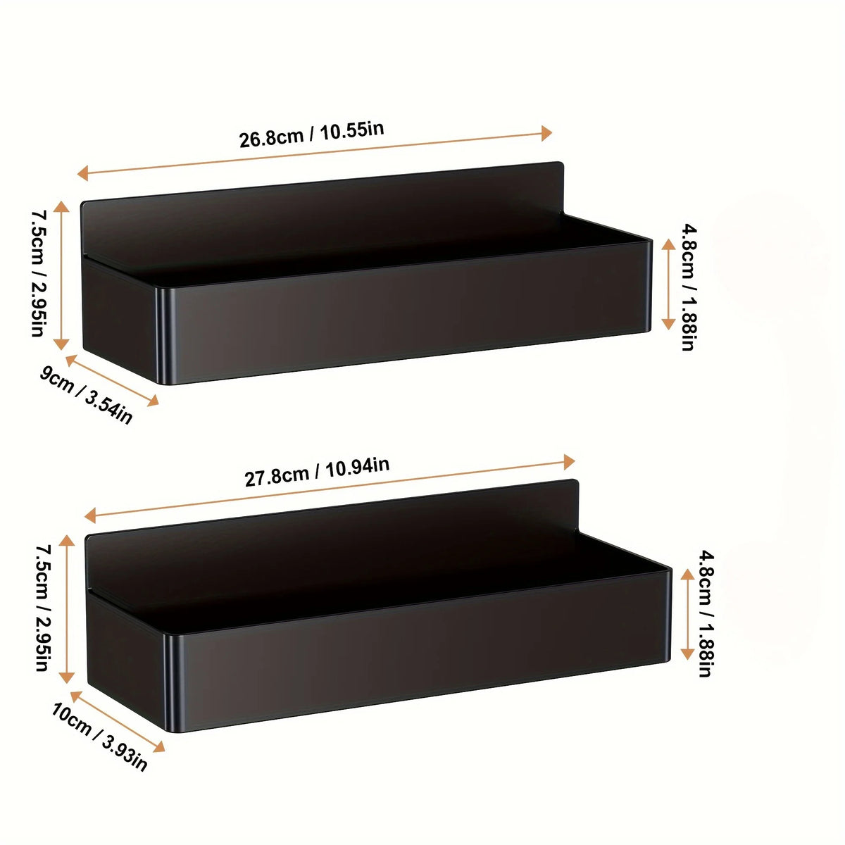 organisateur mural noir étagères adhésives cuisine moderne rangement minimaliste pots épices tasses plantes