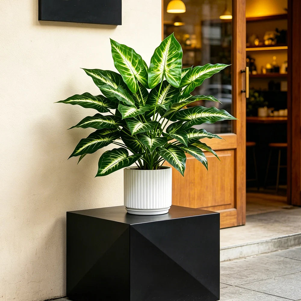 feuilles vertes monstera palmier tropical branches maranta decoration maison plante artificielleintérieur sol