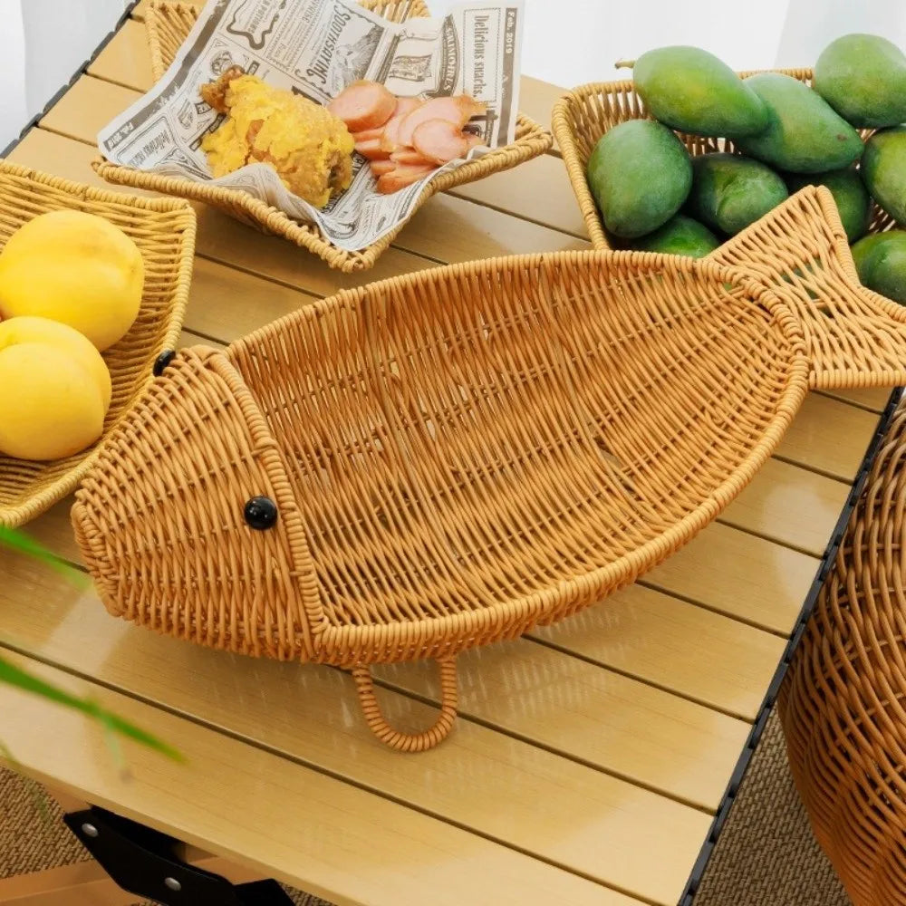 panier osier tressé marron rustique poignées réutilisable salon décoration fruits légumes