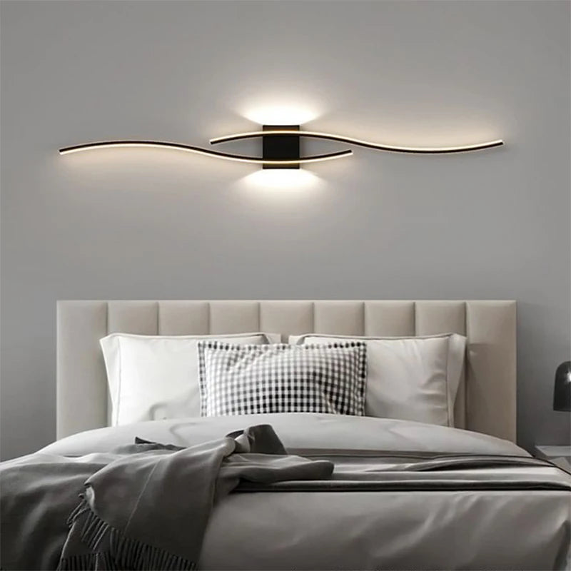 lampe murale moderne courbes élégantes noir doré blanc contemporaine 60cm 80cm