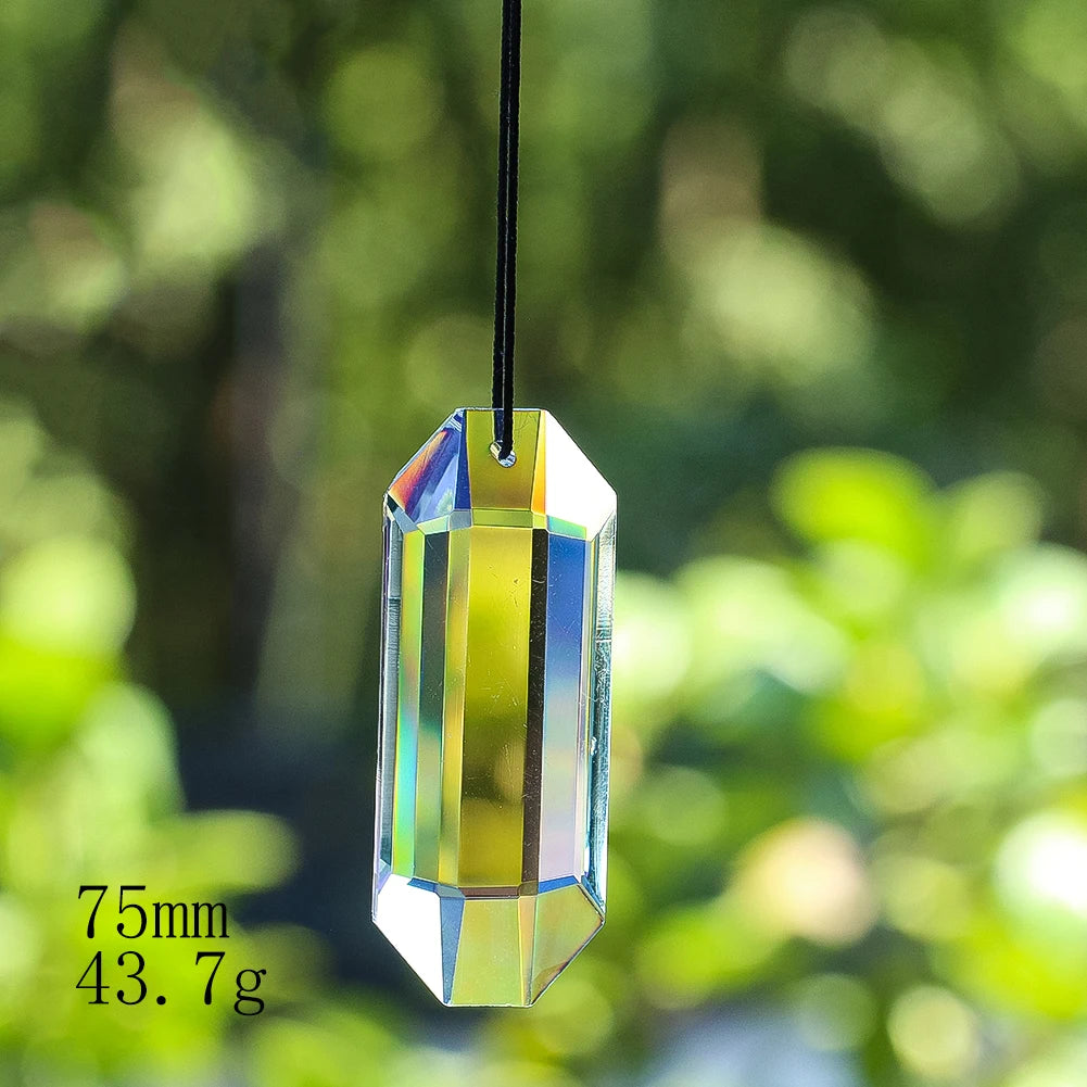 pendants cristal vert bleu jaune arc ciel facettes brillantes modernes transparents anneaux noirs 63mm